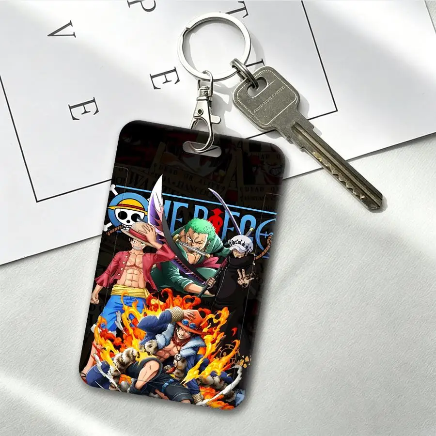 One Piece Zoro Luffy Portgas D Ace Cover Case 1Pc Card Holder Retractable Credit Card Holders Holders Child Bus with lanyard