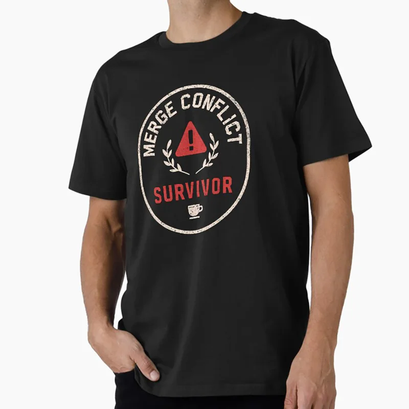 MERGE CONFLICT — Survivor Badge Programmer Graphic T‑Shirt for  Software Engineers Geek IT Developer Gift Tees S-6XL