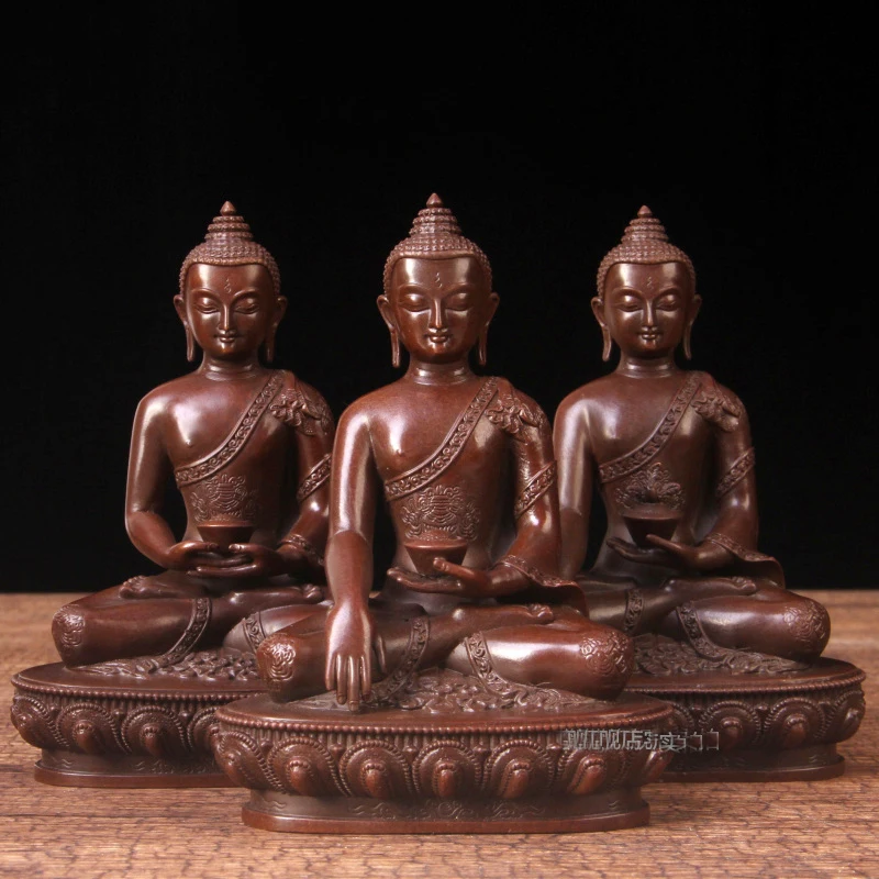 3Pcs Buddhism Nepal Thailand temple home high grade SAN BAO FO Buddha Sakyamuni Amitayus Medicine statue bless