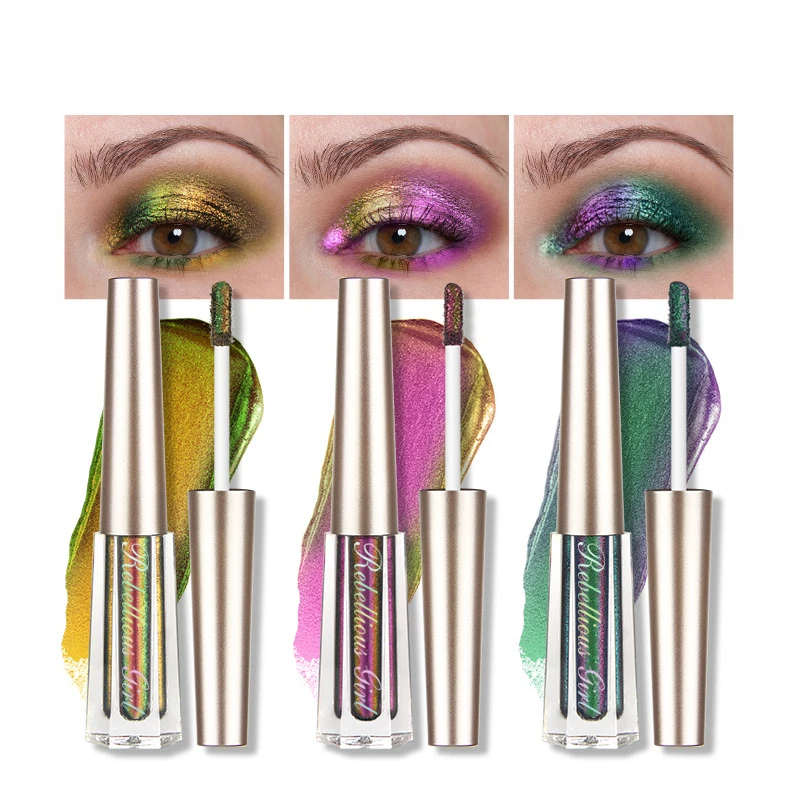 6 Color Chameleon Liquid Eyeshadow Glitter Film Forming Fast Drying Eye Makeup Color Changing High Pigmented Eye Party Cosmetics