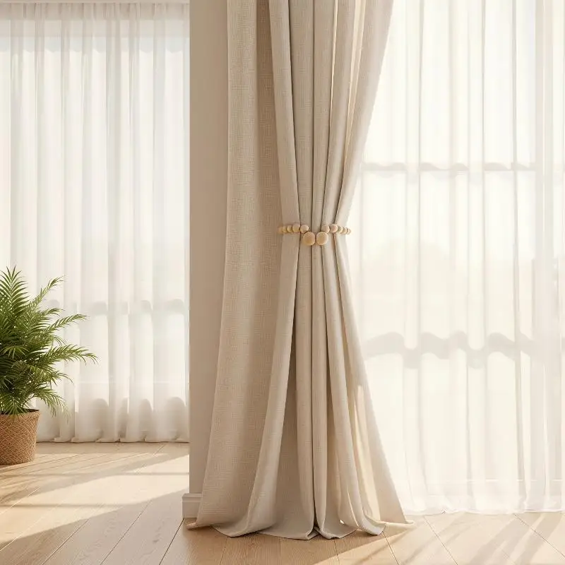 Leichter, abgestufter Vorhanghalter aus Naturholzperlen, 1 Stück, dekorativer Vorhanghalter für Kinderzimmer und Fensterdekoration. – Detail 15