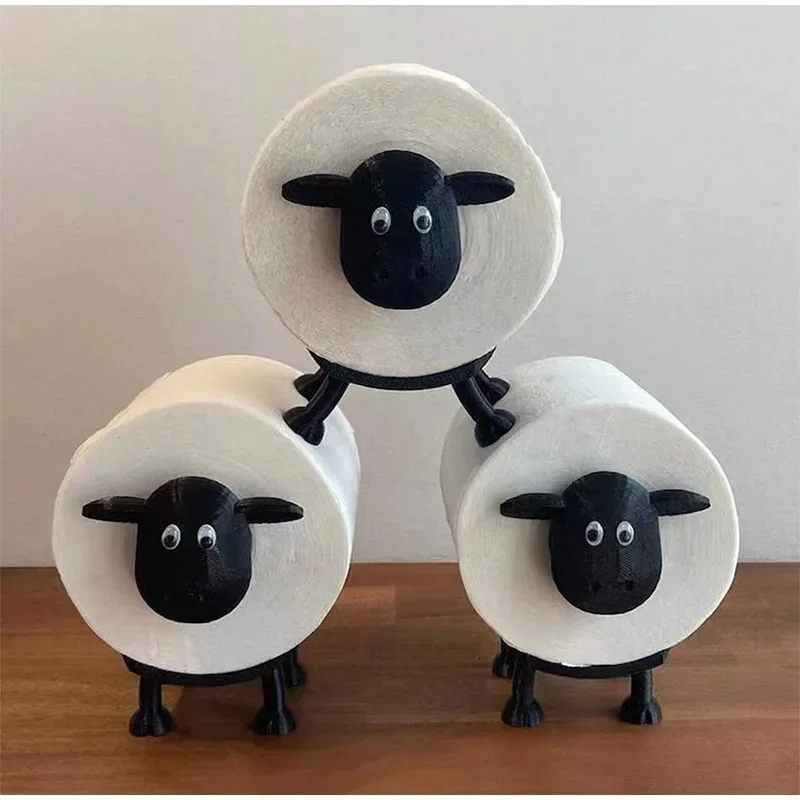 3D Printing Sheep Toilet Roll Holder Funny Resin Sheep Roll Paper Holder Creative Stackable Animal Tissue Organiser Home Decor