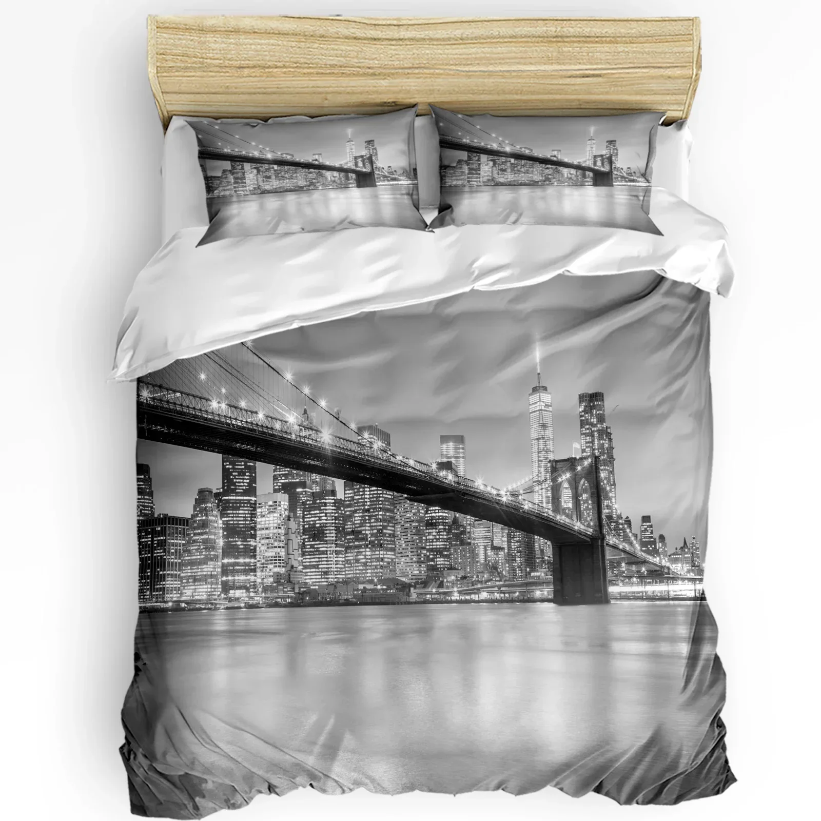 

New York City Night Printed Comfort Duvet Cover Pillow Case Home Textile Quilt Cover Boy Kid Teen Girl Luxury 3pcs Bedding Set