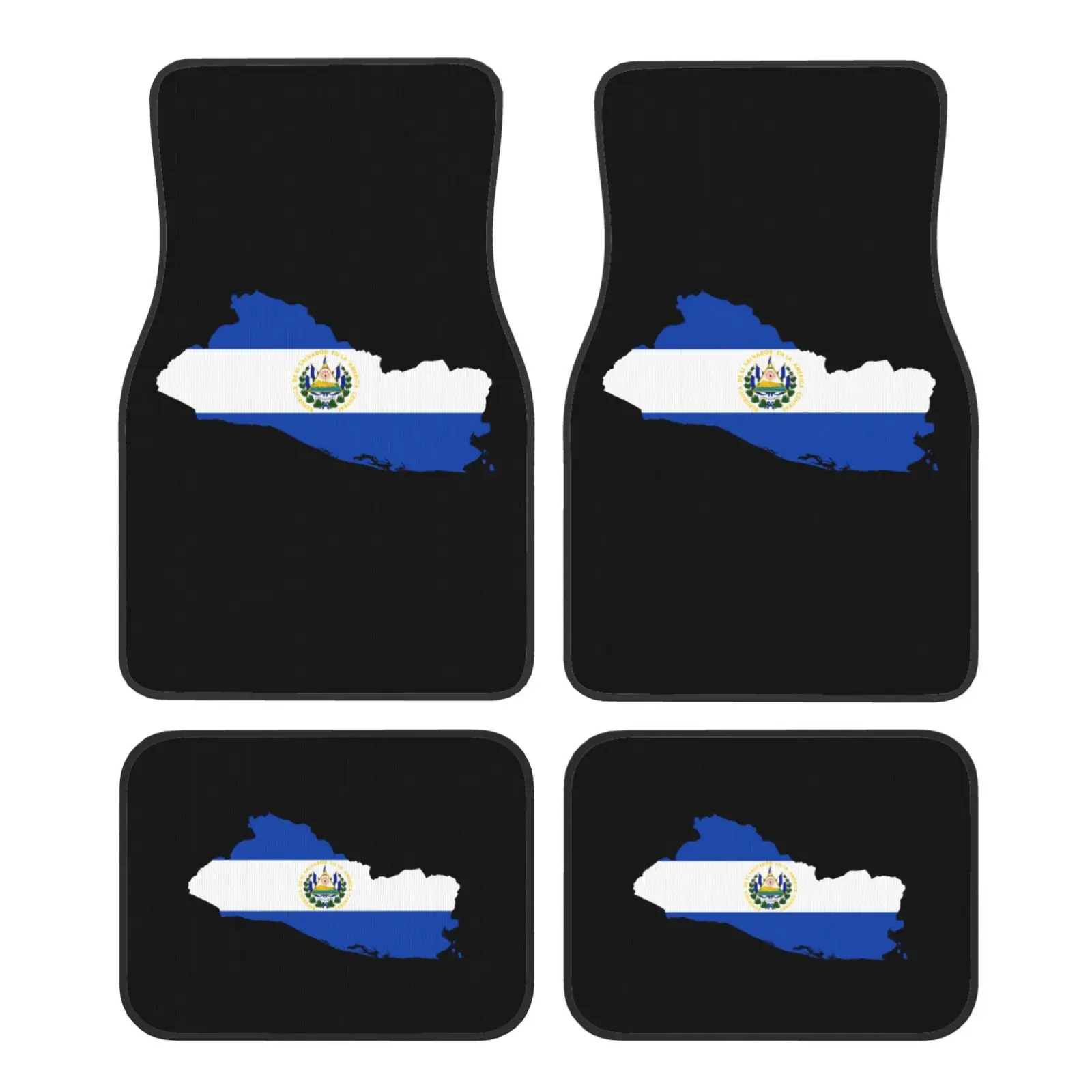 Premium Vector El Salvador Map with Flag Car Floor Mats Durable Car Carpet Mat 4pcs with Anti-Slip Backing Fit for SUV Trucks