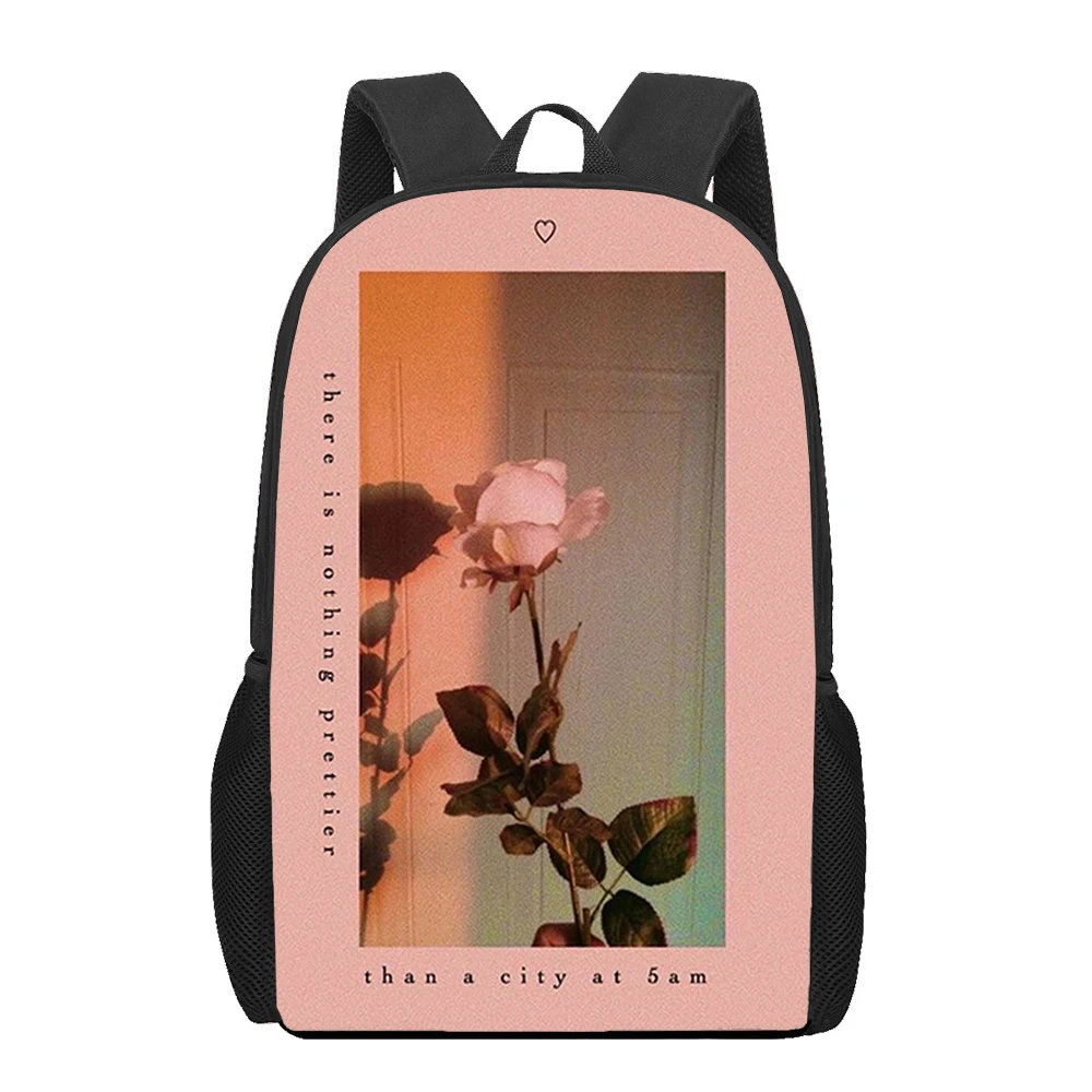 Sac à dos de livre imprimé en 3D pour hommes, sac à dos grande capacité, fleurs, rose, plante, pivoine, garçons adolescents, enfants de la maternelle