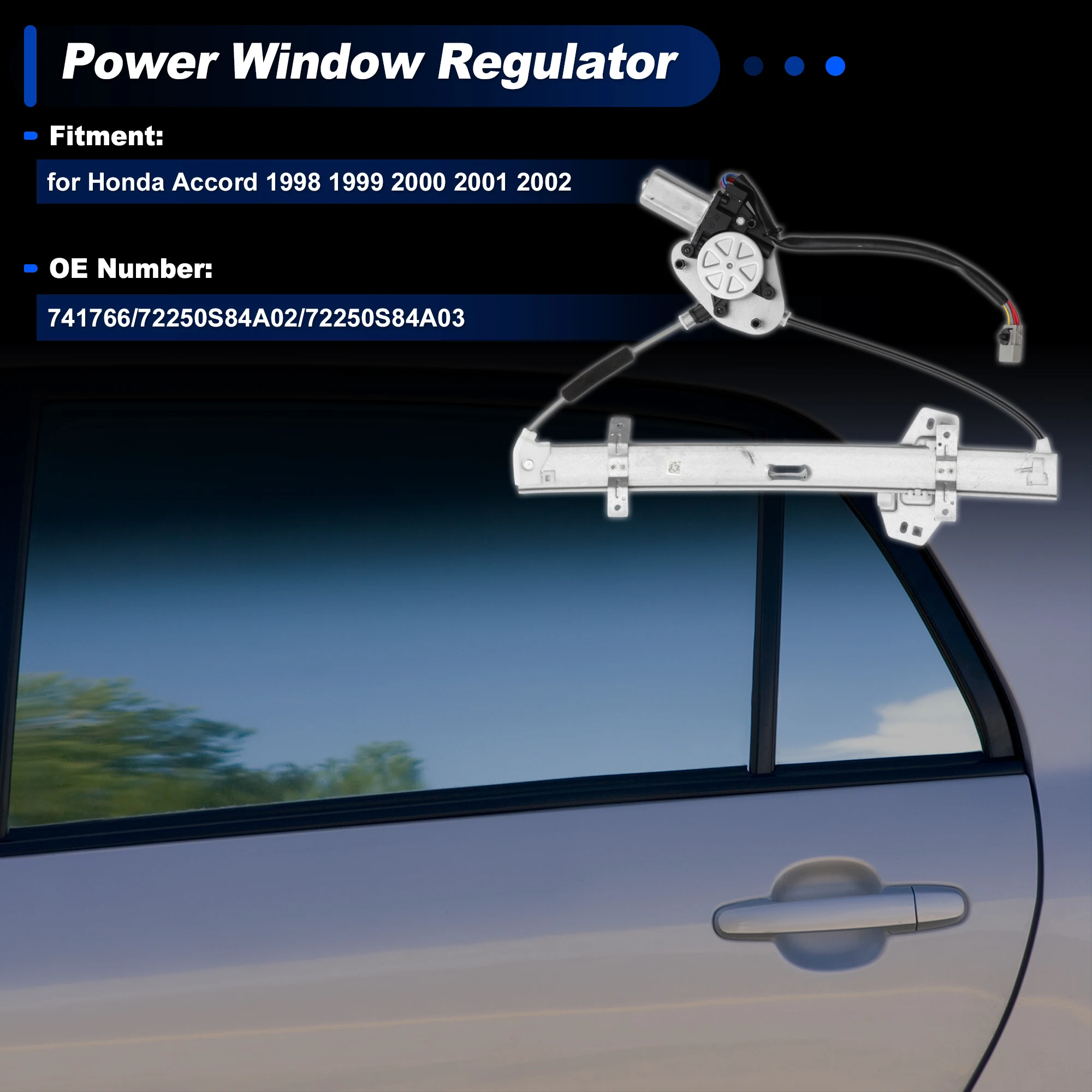 UXCELL Front Left Power Window Regulator w/ Motor for Honda Accord 98-02 No.72250S84A02
