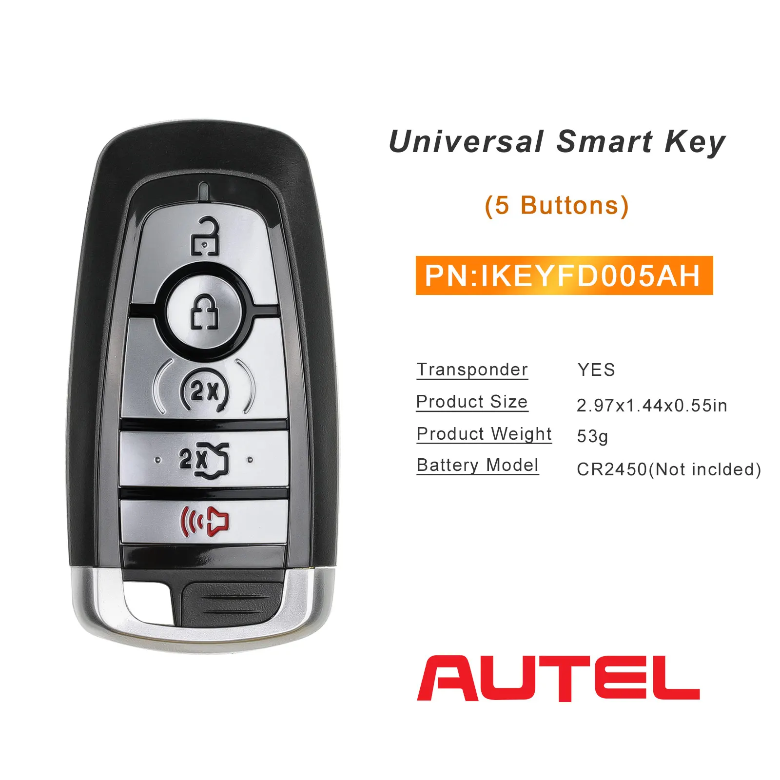 1 Piece AUTEL IKEYFD005AH 868/915MHz iKEY Universal Remote Used with MaxiIM KM100 IM508 IM608PRO Key Programmer