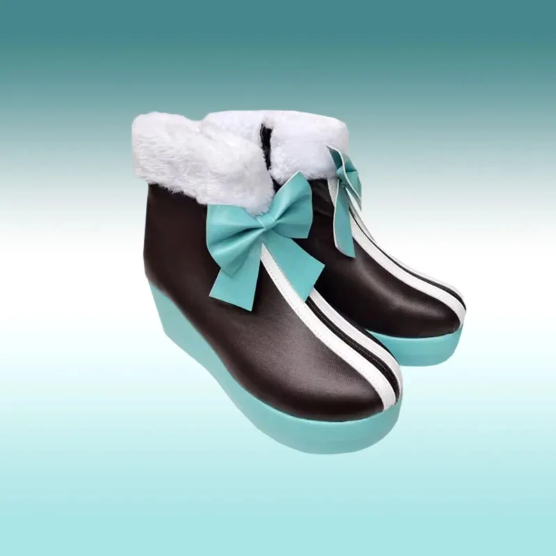 

2025 11 Lolita Women Birthday Gifts Rabbit Anime Customize Cosplay Bowknot Boots Winter Plush Daily Shoes Halloween
