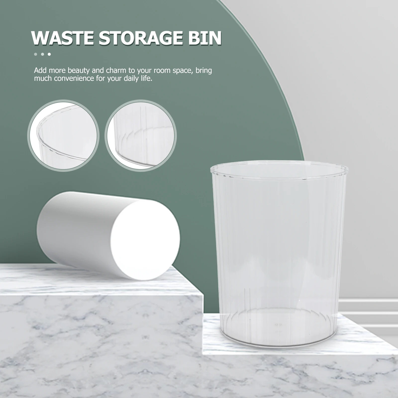 

Офисное мусорное ведро, прозрачный, простой дизайн, безопасный материал, многоцелевое использование для ванных комнат, спальни, контейнер для цветочной композиции