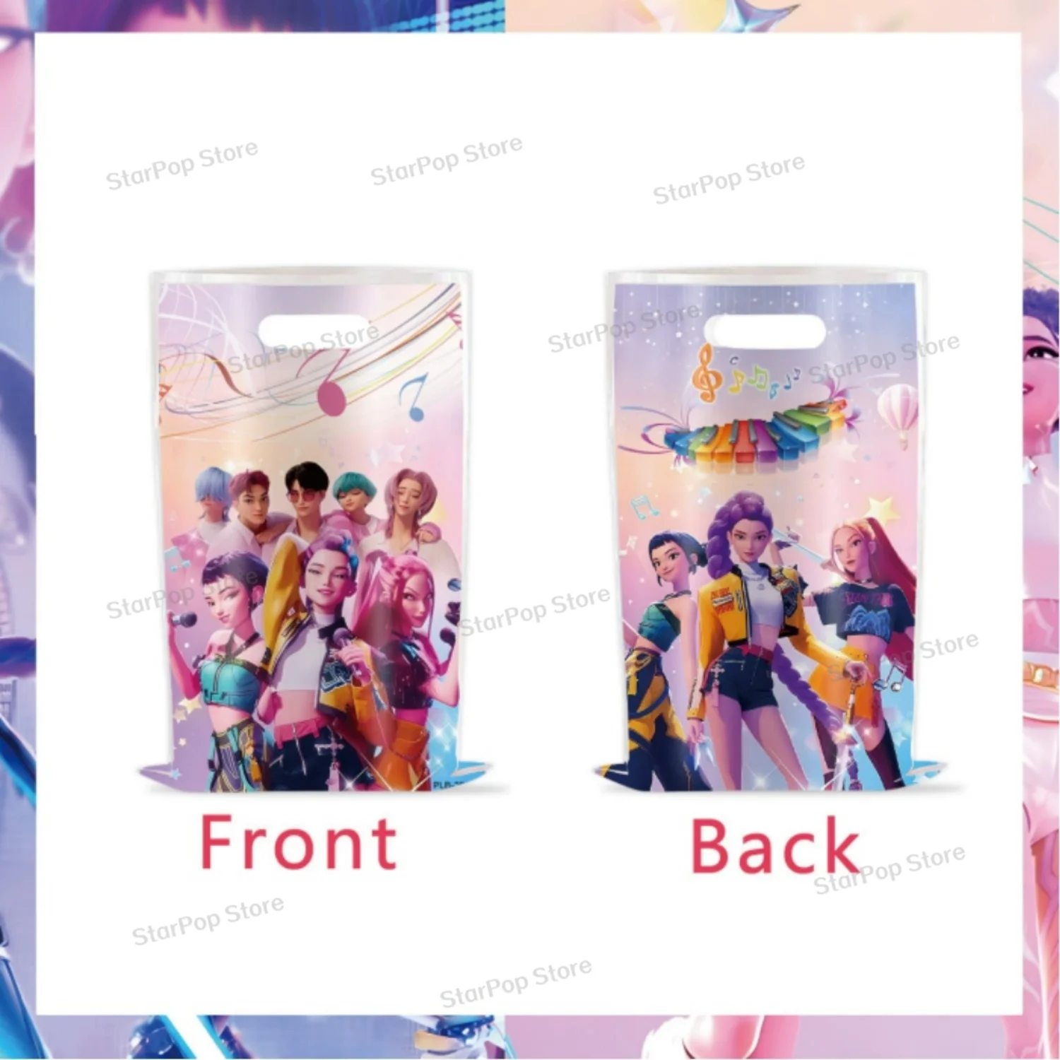 10/20/50Pcs Cartoon Anime Gift Bags Kids Birthday Guest Gift Wrap Plastic Shop Bags Small Business Candy Pastry Store Packaging
