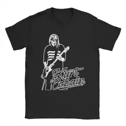 Kurt Cobain Guitar T-Shirt Men Rock-Nirvana Vintage Pure Cotton Tee Shirt Crewneck Short Sleeve T Shirt Gift Idea Tops