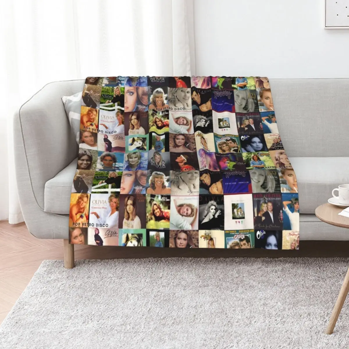 

Olivia Newton-John - Album Collage - Designed by PopRetroDisco Throw Blanket Thermals For Travel Thin Weighted Kid'S Blankets