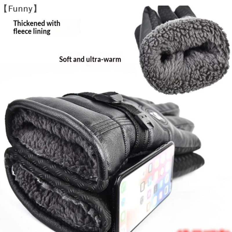 [مضحك] قفازات جلدية شتوية مقاومة للماء ورياضات خارجية باردة ودافئة للدراجات النارية للرجال