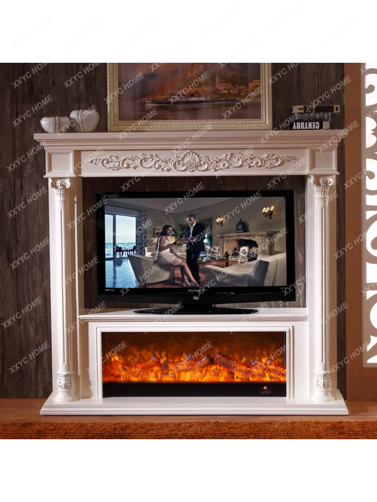 1.8 M European Style Fireplace TV Cabinet Decorative Cabinet Roman Column Solid Wood Mantel American Style Fireplace