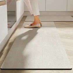 Alfombra de cocina absorbente de agua, alfombrilla antideslizante, barro de Diatom, absorción de aceite, alfombrillas para pies, rayas minimalistas, decoración del hogar