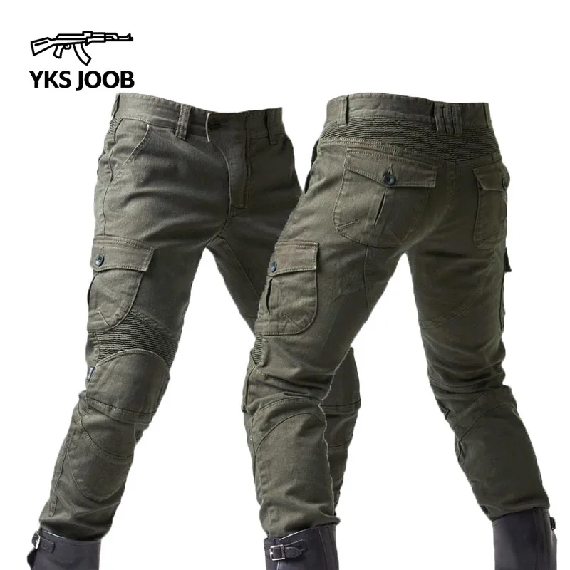 

Summer Men's Motorcycle Anti Drop Knight Jeans Elastic Slim Fit Multi Pocket Car Trousers Men's Outdoor Sports Racing Pants