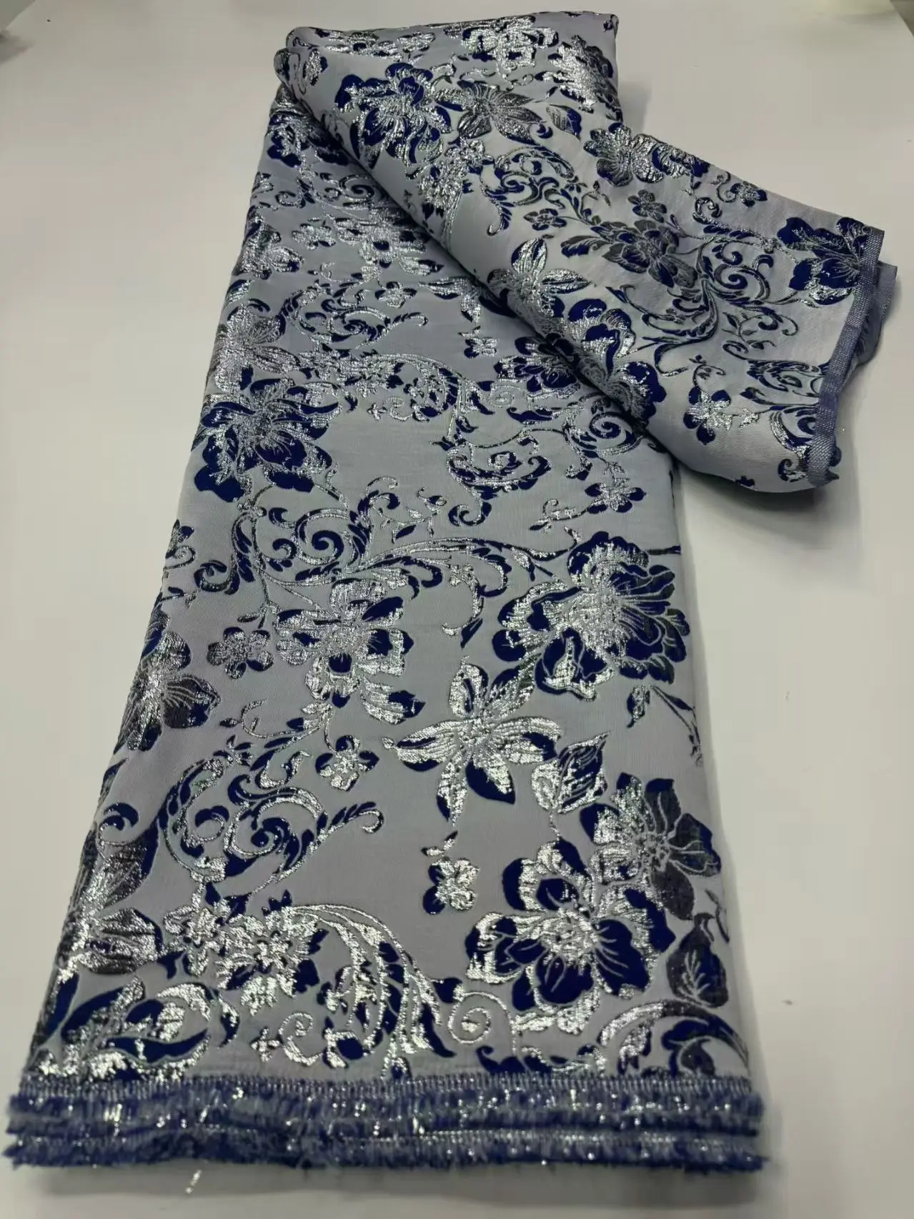 

Lace Fabric High Quality 2026 African Jacquard Brocade Damask Fabric Luxury Sewing Fabrics Nigerian For Women Party Dress 5 sold