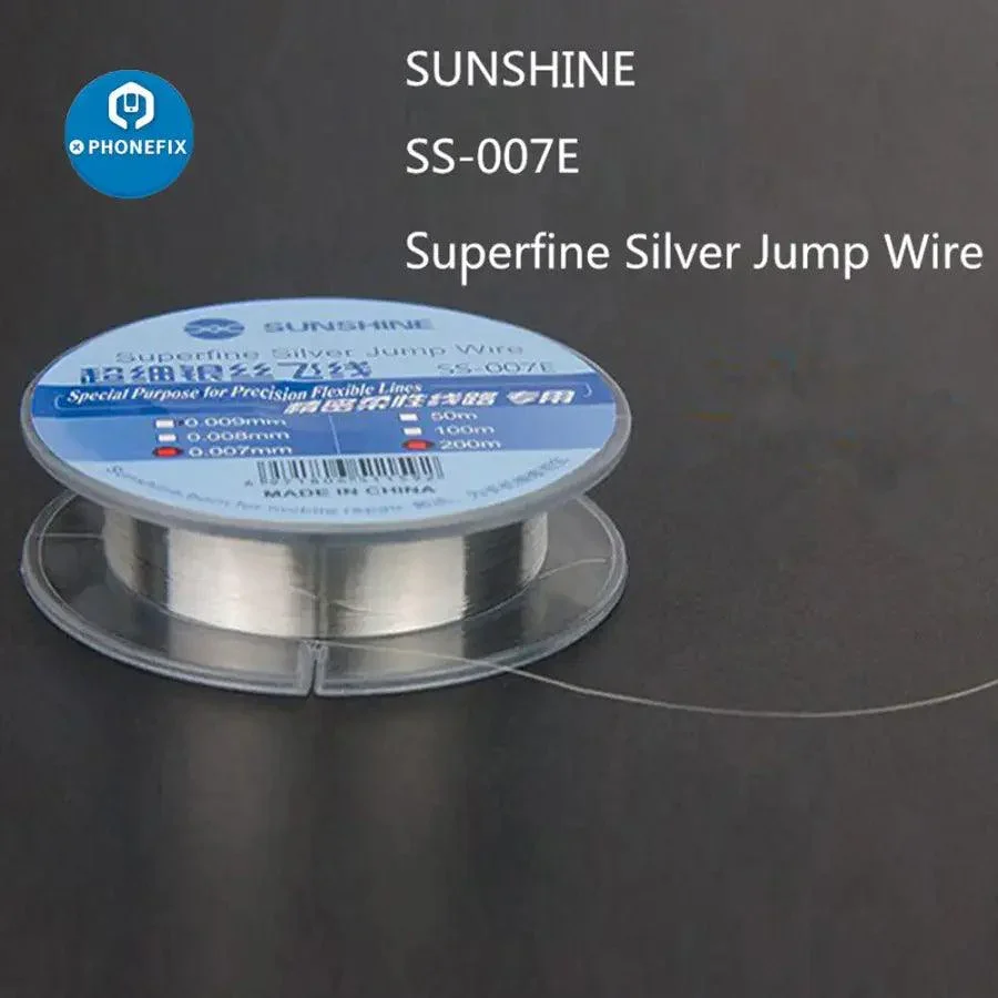 SUNSHINE Flying Line SS-007E 0,007 mm 200 m superfeiner silberner Sprungdraht für Handy-Schaltung, Fingerabdruck-Touch-Handreparaturwerkzeug