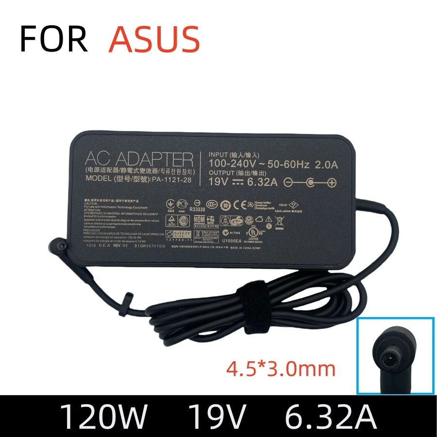 

19 В 6,32 А 120 Вт 4,5*3,0 мм зарядное устройство для ноутбука ASUS ZenBook Flip 15 ROG G501 G501J G501JW UX501J UX501V N501JW PA-1121-28 адаптер