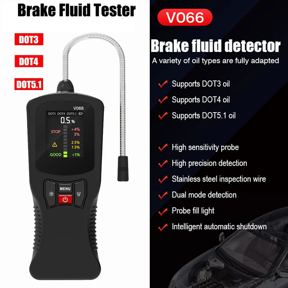 

V066 Automotive Brake Fluid Tester High-precision Detector for DOT3/DOT4/DOT5.1 Car Brake Oil Test Tool Brake Oil Moisture Test