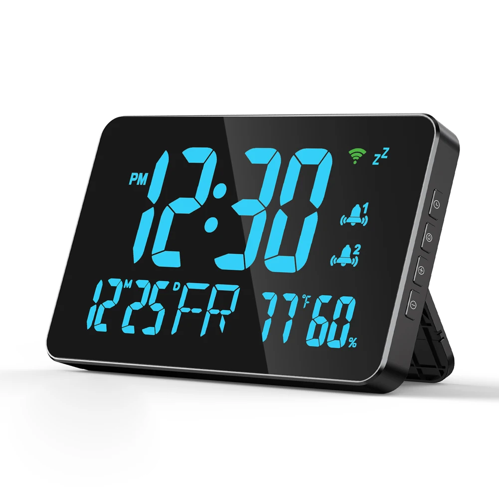 Tuya WiFi Desktop Clock Intelligent Thermometer Hygrometer Electronic Alarm CLock Table Decor For Living Room Bedroom