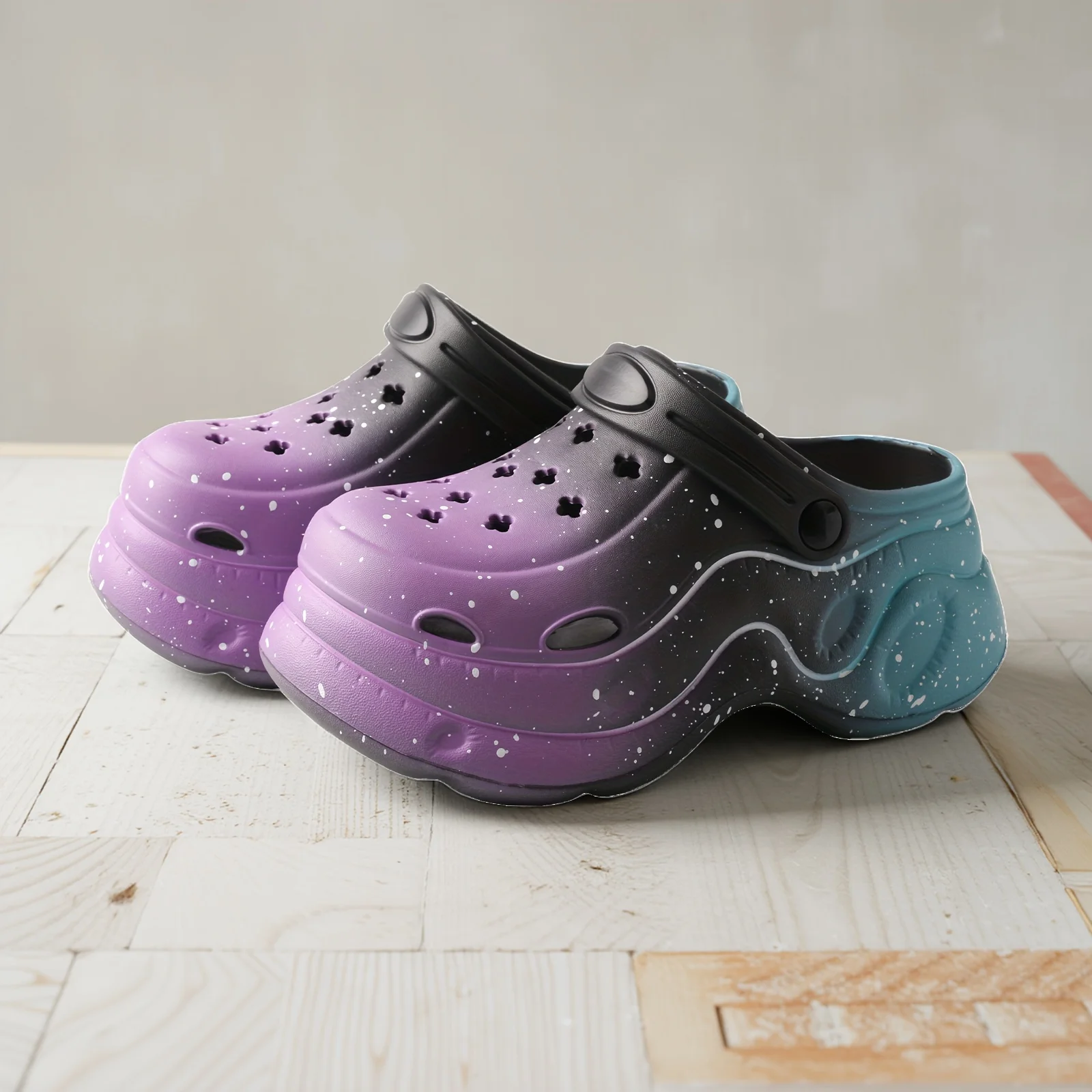 TMA EYES Women's Gradient Anti slip Slippers Thick Bottom Height Raising Baotou Summer Garden Fashion Women's Shoes
