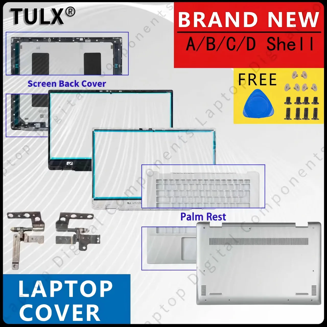

NEW Case For Inspiron 5490 5498 LCD Back Cover/Front Bezel/Palmrest/Bottom Case/Hinges Top Lid C4VGP 0R0VH6 Metal Case 14inch