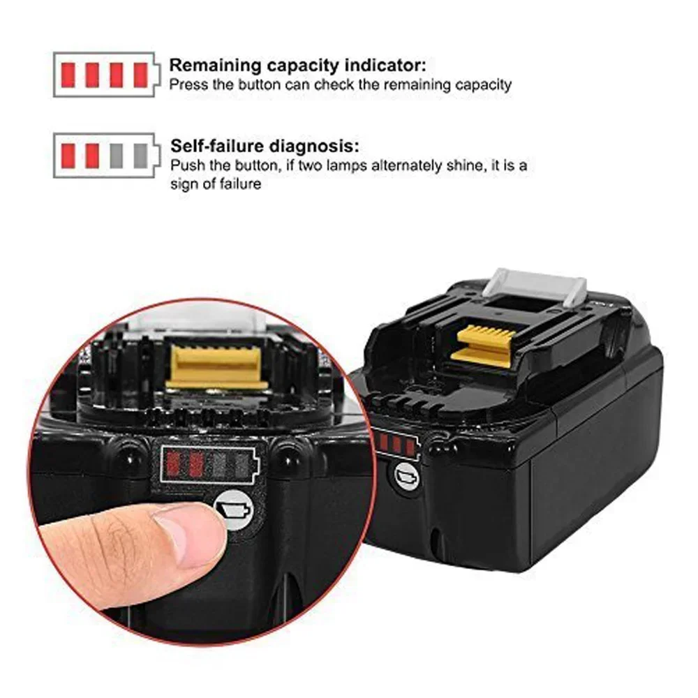 18V 6000mAh for Makita Rechargeable Power Tools BL1860B BL1860 BL1850 BL1850B BL1840 BL1815 Replacement Lithium Battery