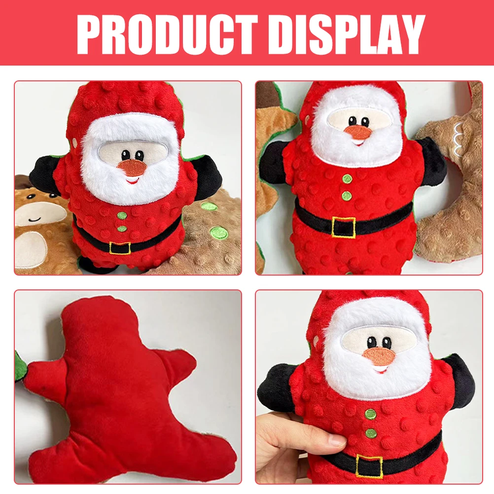 Christmas Santa Claus Shaped Squeaky Durable Chewable Plush Dog Toy Pet Toy Puppy Training Toy Plush Toy Cartoon Dog Chewing Toy