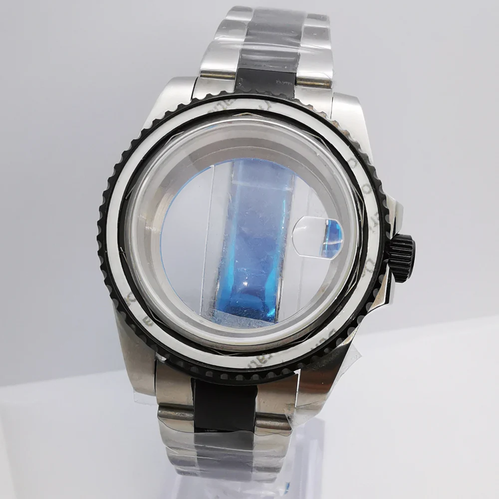 40mm sliver black watch case sapphire glass bracelet fit NH35 NH36 ETA2824 2836 DG2813 3804 Miyota 8215 PT5000 movement