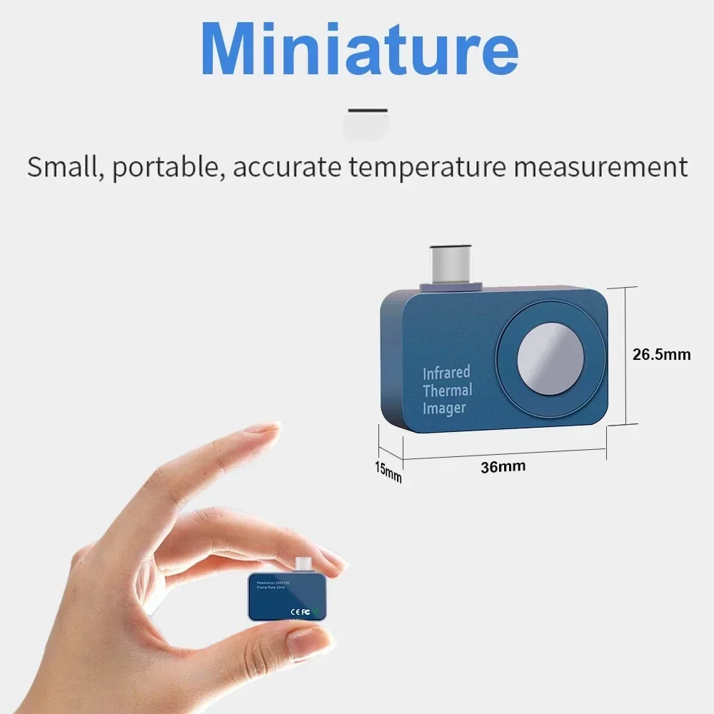 Mini kamera termowizyjna TOOLTOP T7 256*192 25 Hz Kamera termowizyjna z systemem Android typu c 15 ℃ -600 ℃   Ogrzewanie wykrywające konserwację