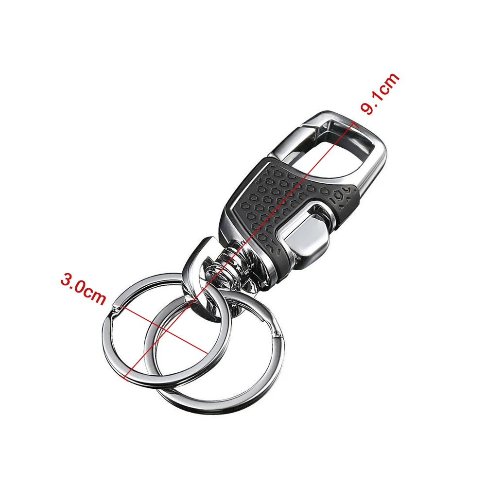 1Pc Car Pendant Key Decor Creative Keychain Metal 360 Degrees Rotatable Double Switch Keyring Chain Car Interior Accessories