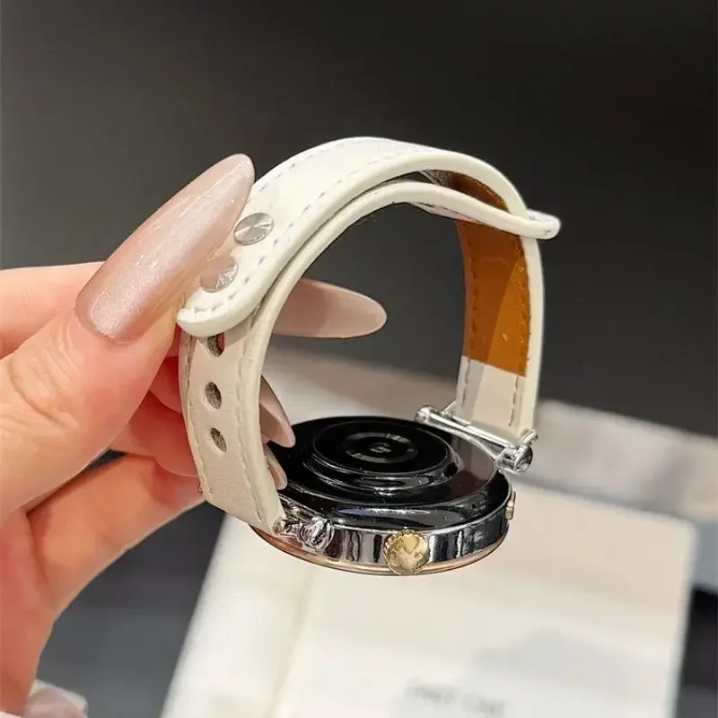 

Litchi leather double nail buckle leather suitable for Huawei GT5/GT5 Pro/GT4/GT2/3/4 22mm/20mm/18mm watch straps