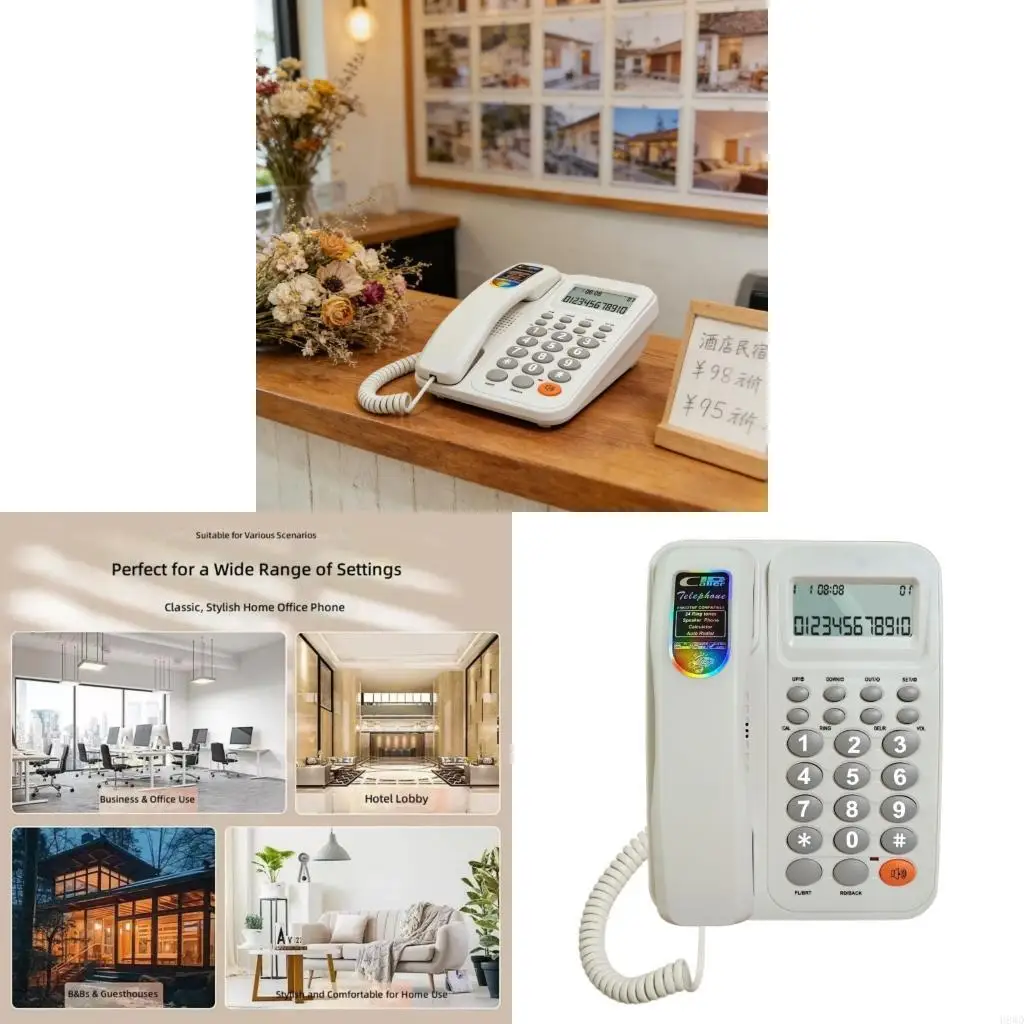 Desk Telephone With Large Button And Clear Call Display For Elderly Use H8WD