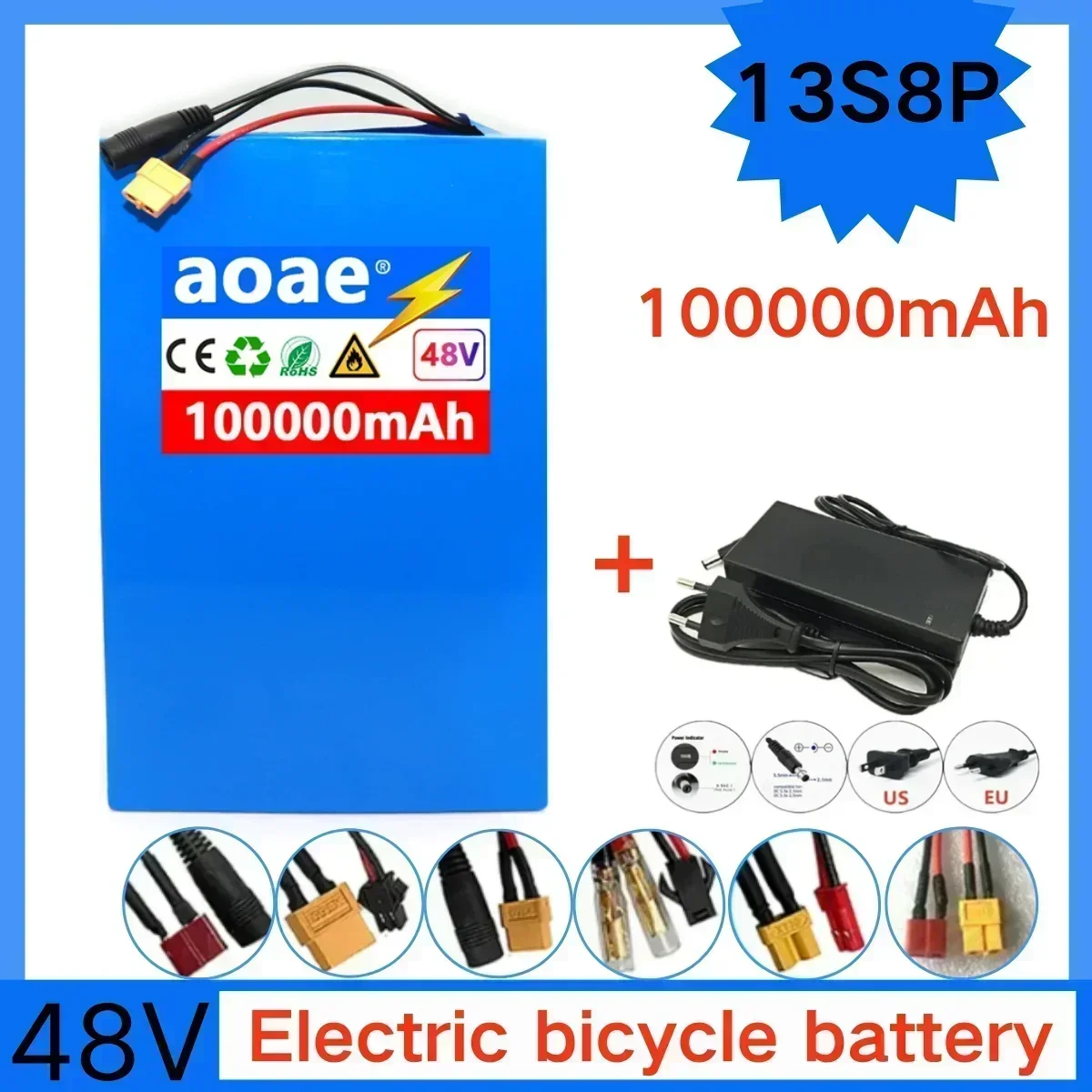 48V 13S8P 100Ah battery 18650 Lithium Battery Pack Applicable to 1000W electric bicycle battery Built in 50A BMS