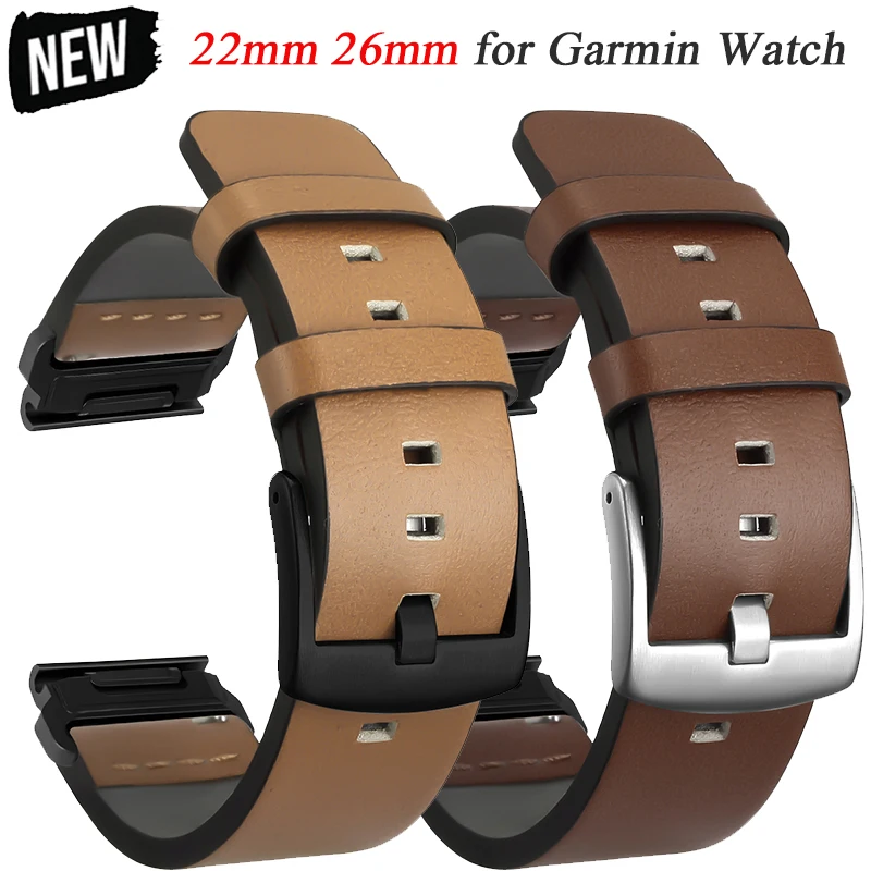 26 22mm Leather Watch Band For Garmin Fenix 7 6 Pro 5 Plus Strap Quick Easyfit Wristband Forerunner 935 945 smart watch Bracelet