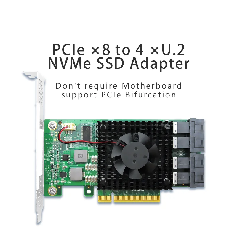 

PCI Express 3,0x8 до 4 x U.2 (SFF-8643) NVMe адаптер переключателя SSD plx8747