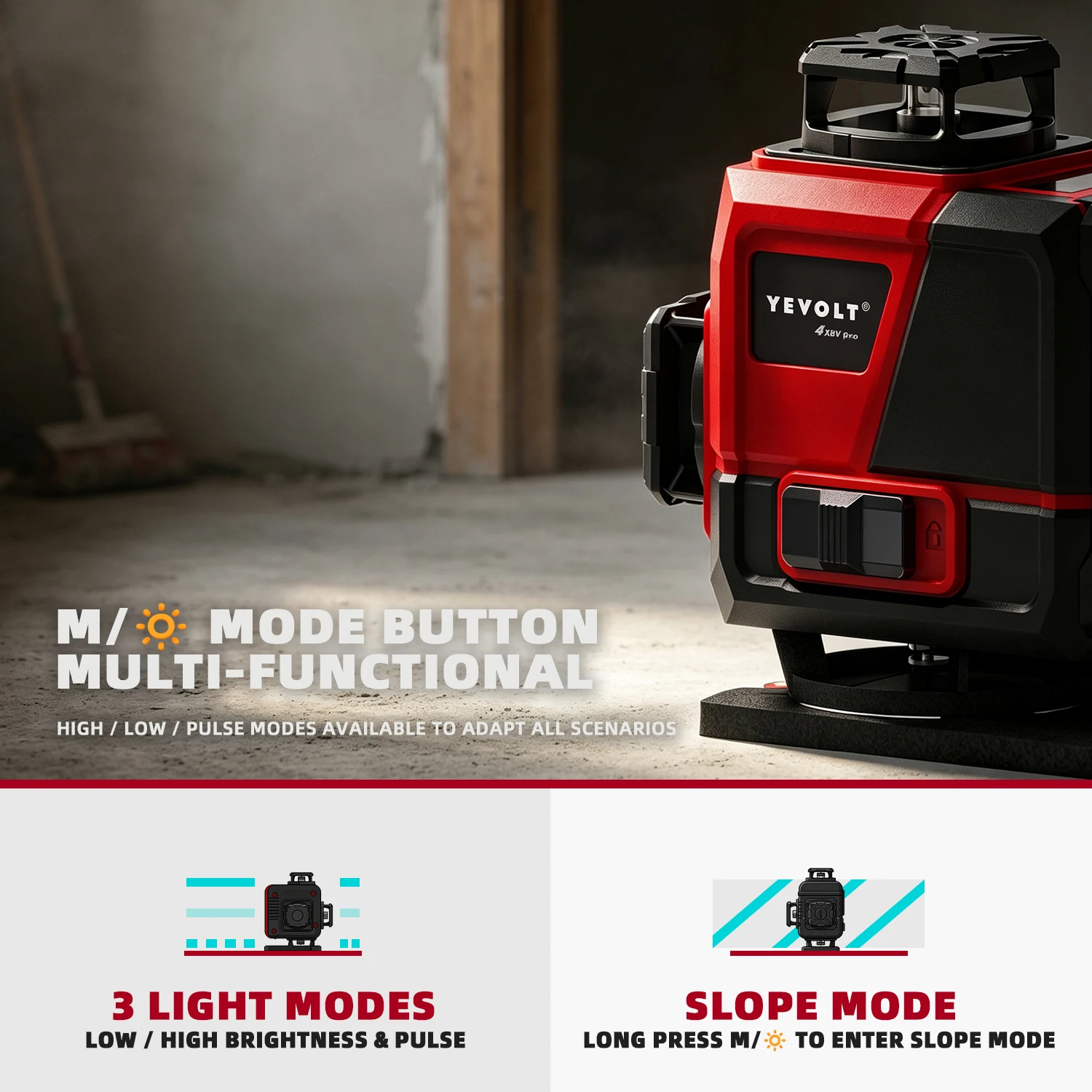 YEVOLT 4x360 °   Nivel Láser A - Industrial Laser Level reseña y precio