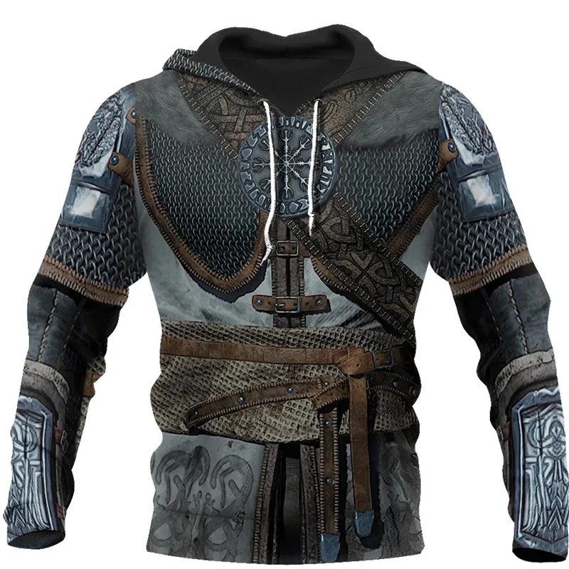 Hoodie Cosplay Medieval unissex para homens, pulôveres de impressão 3D, fantasia Cosplay, Compressão, Armada, Armada