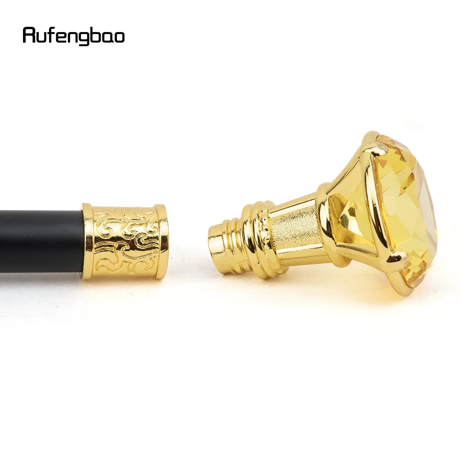 عصا المشي الذهبية من نوع الماس الأصفر Steampunk وعصا زخرفية للرجال اليومي للحفلات التنكرية 93 سم