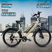 ORLMS City Lady Electric Bicycle 500WMotor 48V15AHLithium Battery Adult City Riding Electric Bike 26inch Tire City Travel E-bike