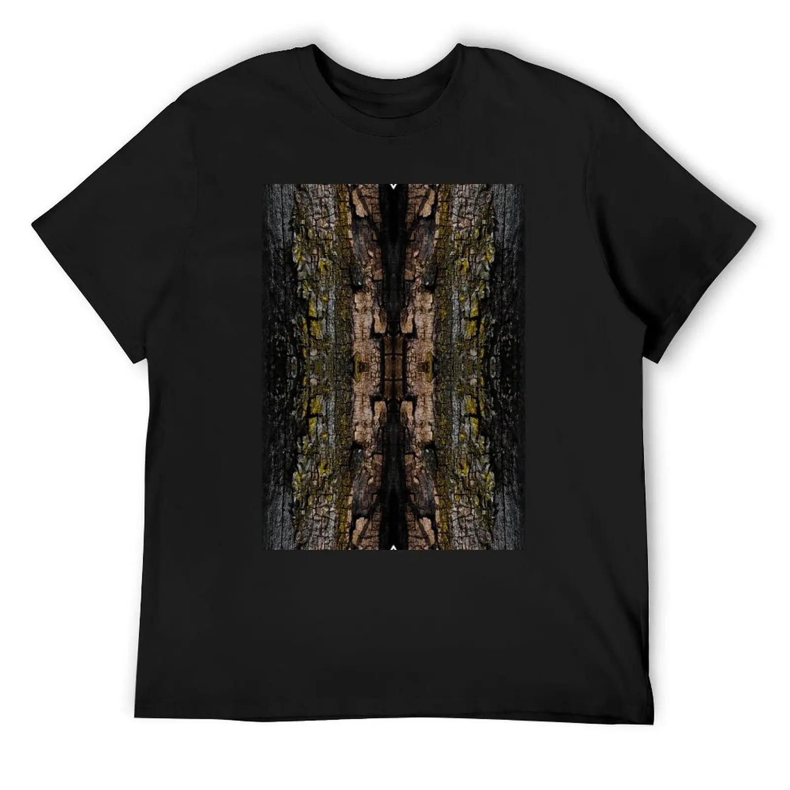 Cool Brown wood bark with yellow lichen pattern T-Shirt Aesthetic clothing anime clothes animal prinfor boys t shirts for men