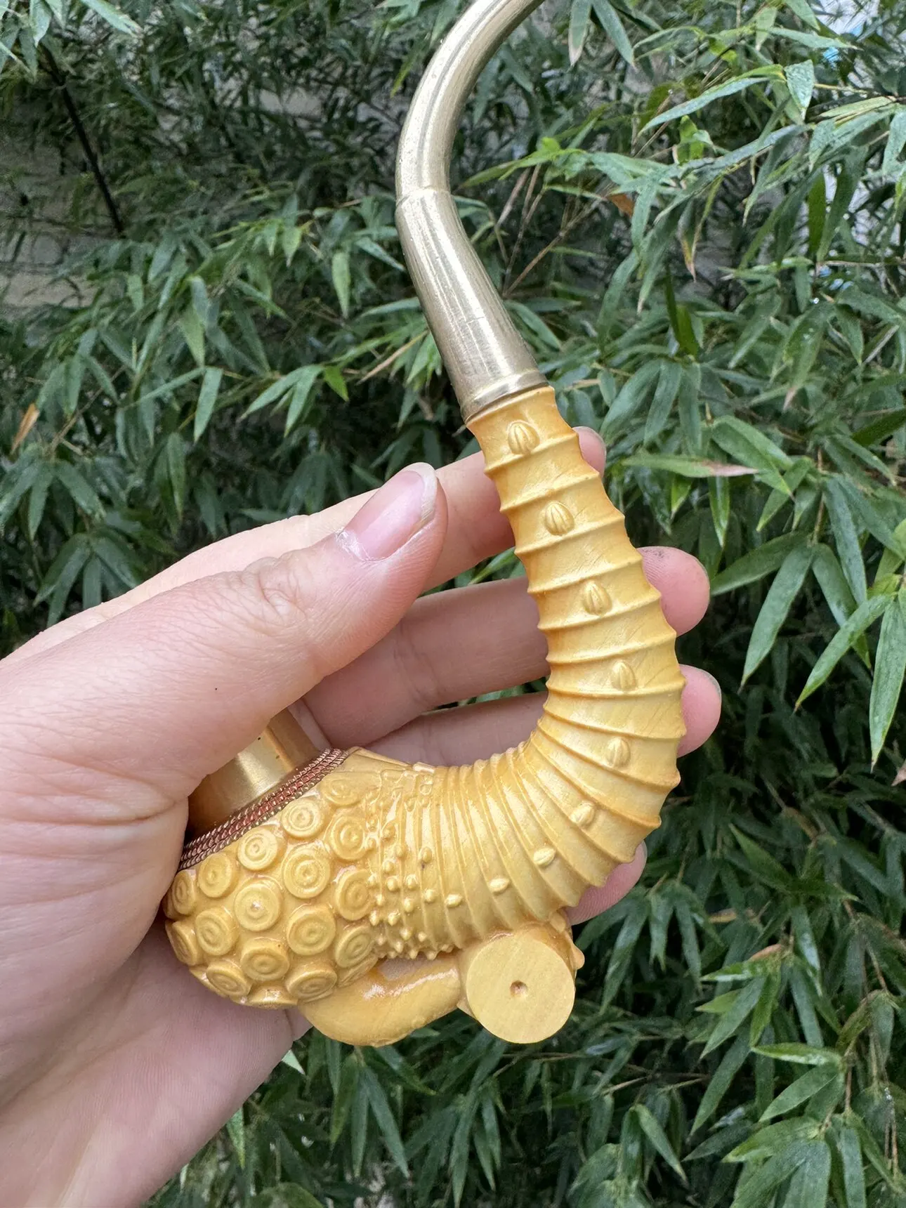 Guizhou Boxwood Carved Pipe, Small and Easy to Carry Old-Fashioned Pipo