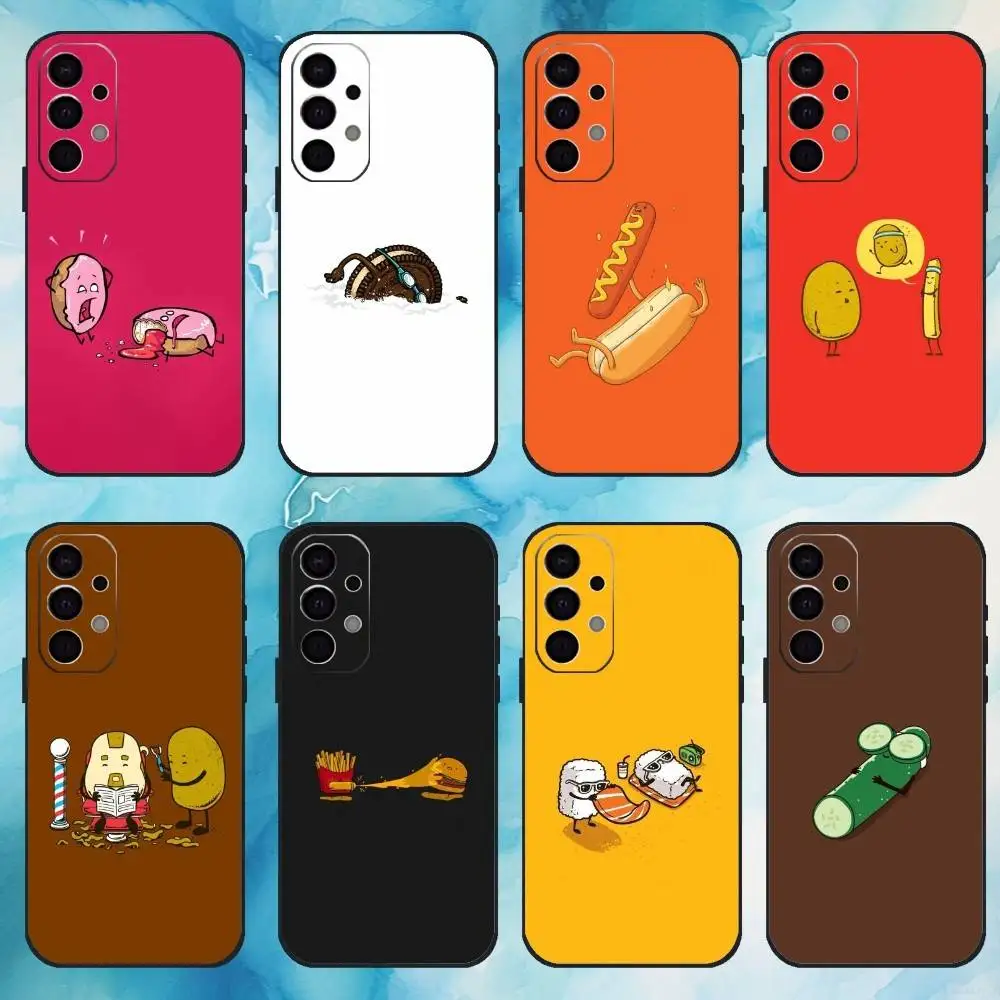 حافظة هاتف فاخرة للطعام المضحك لهاتف سامسونج S25، S24، S21، S22، S23، S30، Ultra، S20، Plus، Fe، Lite، Note، 10,9,5G غطاء أسود #1