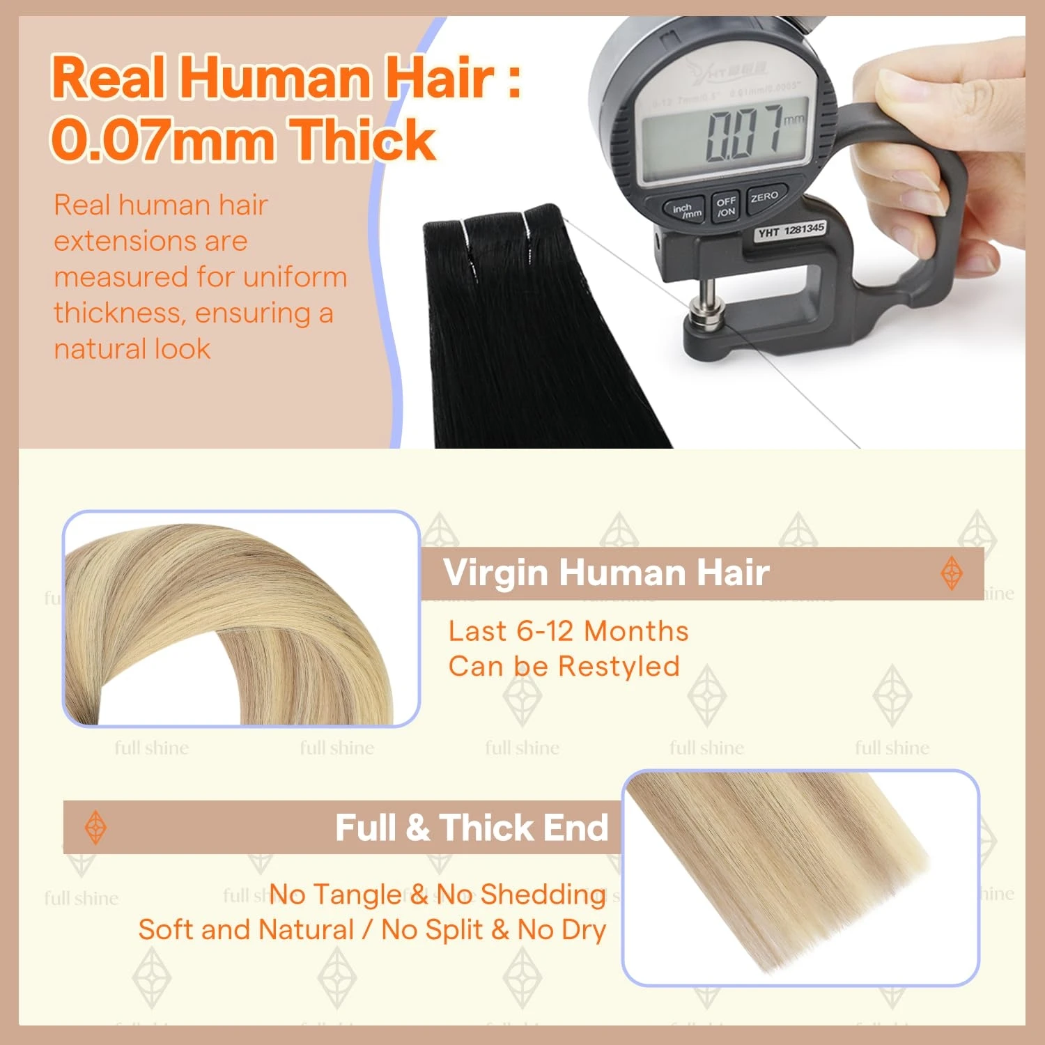 Full Shine Injection Virgin Tape Hair Extensions Invisible Tape in 100% Real Straight Natural Human Hair Extensions for Women