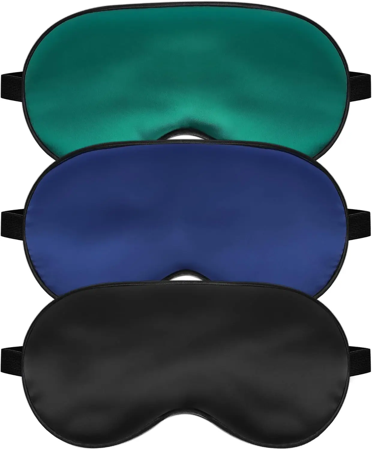 

Satin Sleep Mask with Adjustable Strap, Soft Blackout Blindfold for Night Sleep (Black, Blue, Green)