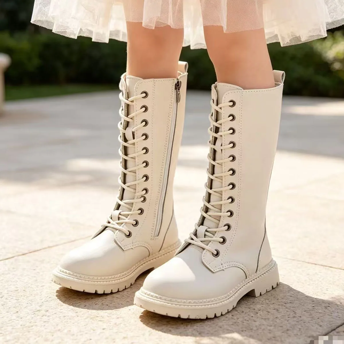 Spring Autumn Girls Tall Boots Kids Student Side-zip Knee-high Boots Children Soft Non-slip Boots Comfortable Campus Shoes Baby