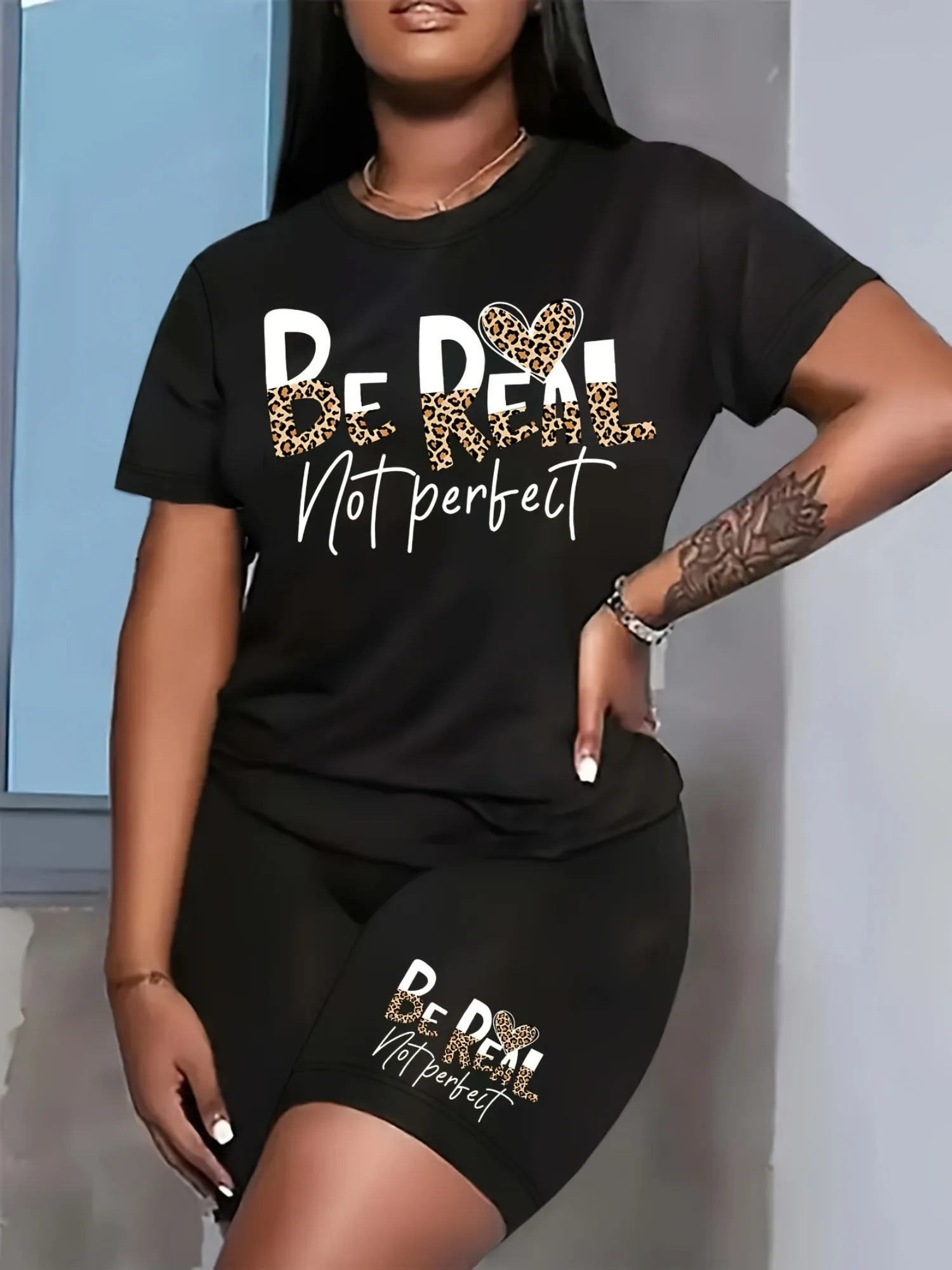 T-Shirt col rond décontracté pour femmes, confortable et Chic, imprimé léopard et en forme de cœur, lavable en Machine