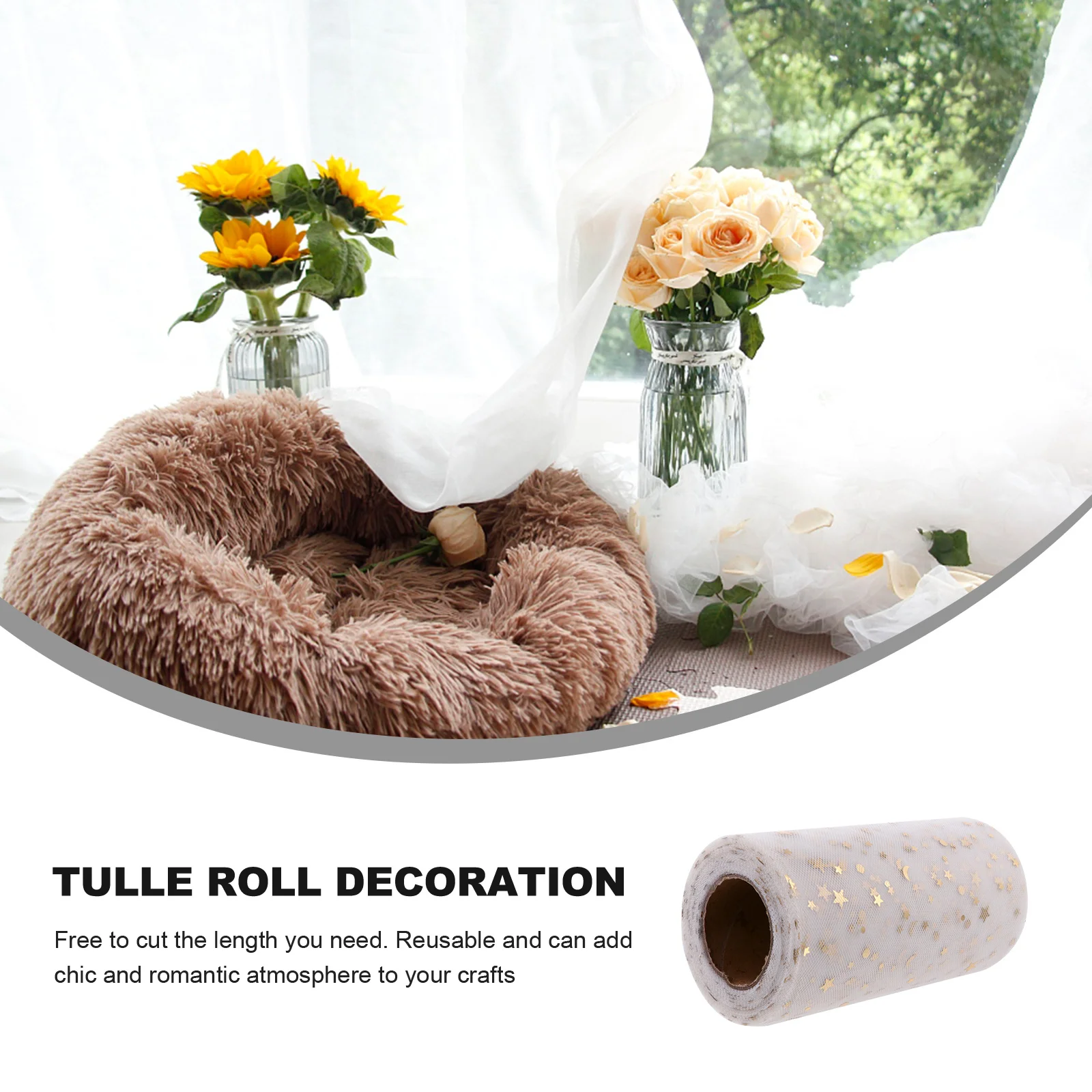 

Tulle Adornment Sparkling Stars Decor Gift Wrapping Tulle Rolls Premium Material Ornaments Durable Charming DIY Crafts Wedding