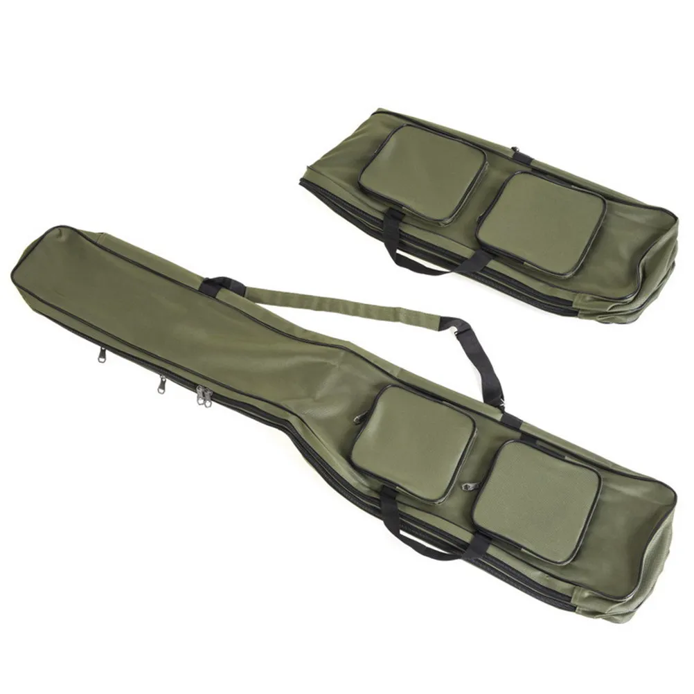 

Heavy-Duty Fishing Rod Bag with Adjustable Shoulder Strap 2 Main Compartments 4 Side Pockets Wide Opening Double Zipper Tear